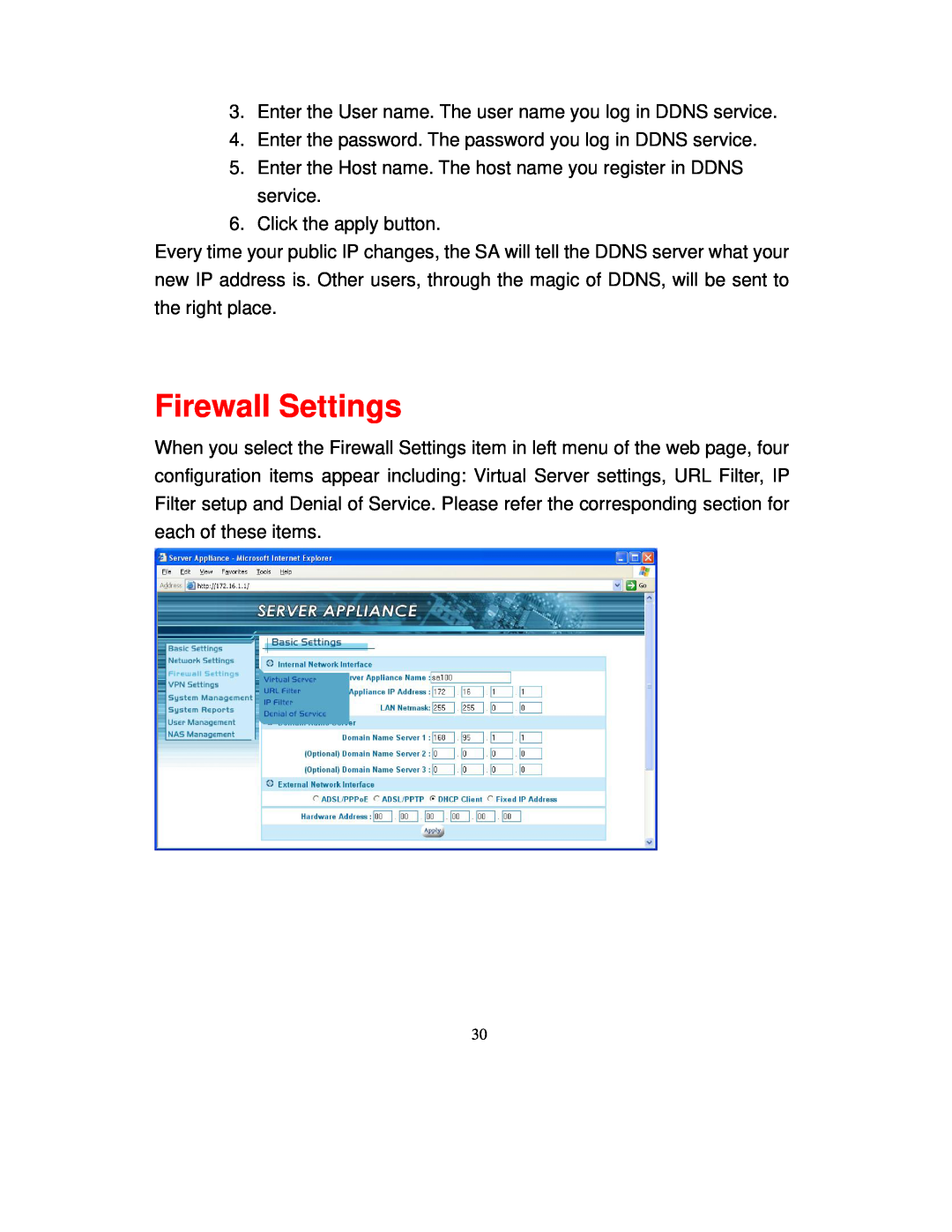 Intellinet Network Solutions 501705 manual Firewall Settings 