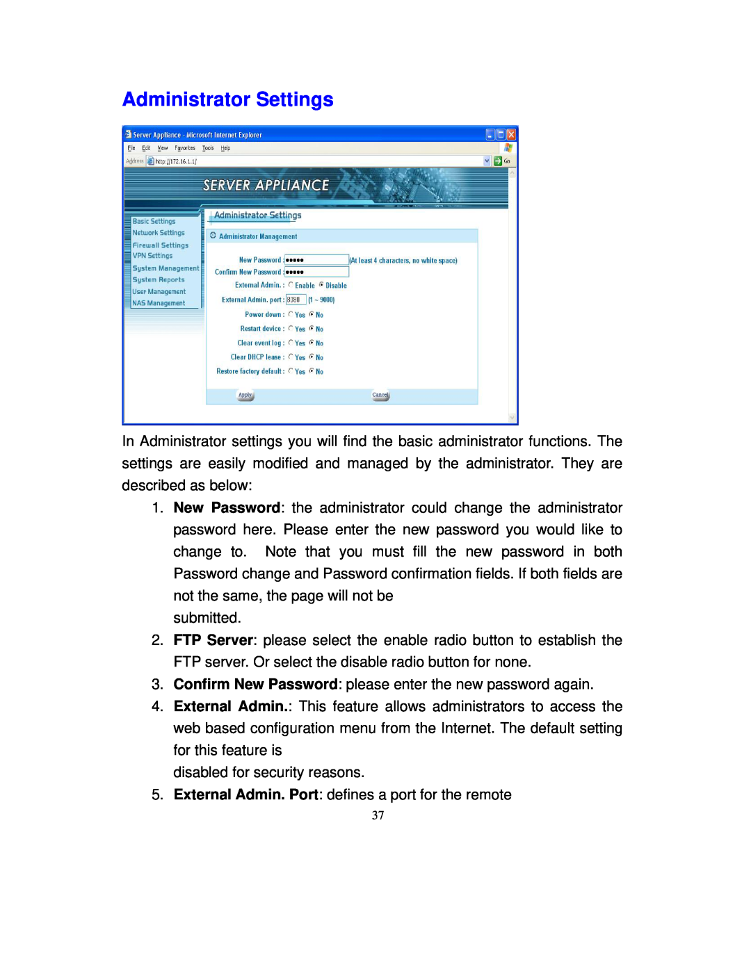 Intellinet Network Solutions 501705 manual Administrator Settings 