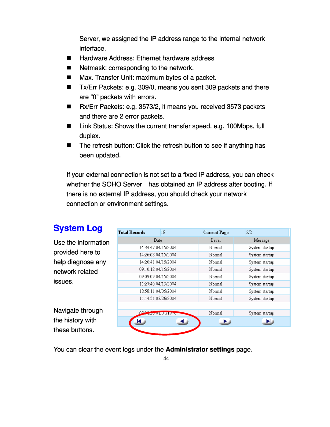 Intellinet Network Solutions 501705 manual System Log 