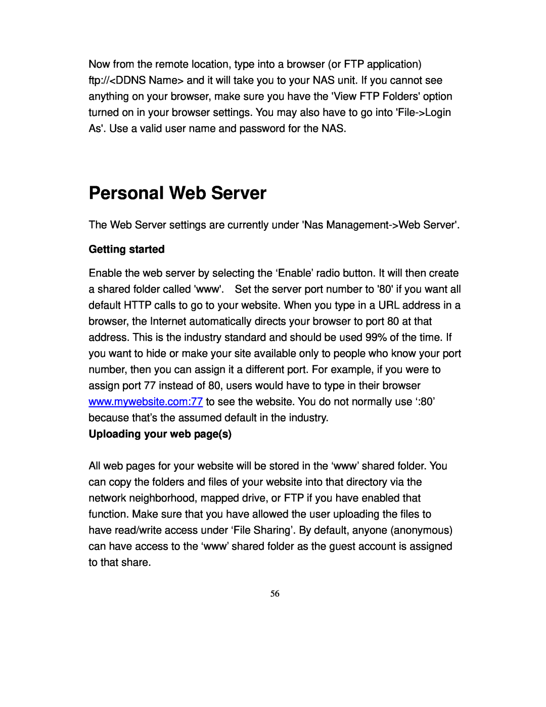 Intellinet Network Solutions 501705 manual Personal Web Server, Getting started, Uploading your web pages 