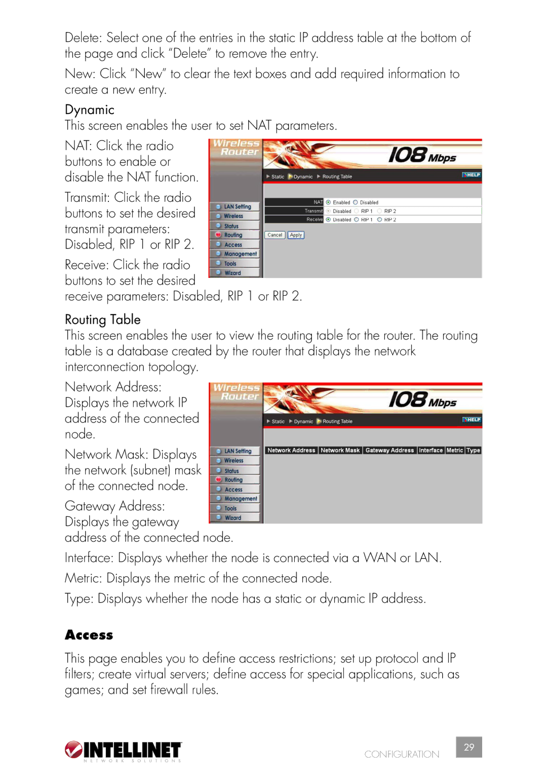 Intellinet Network Solutions 502566 manual Access 