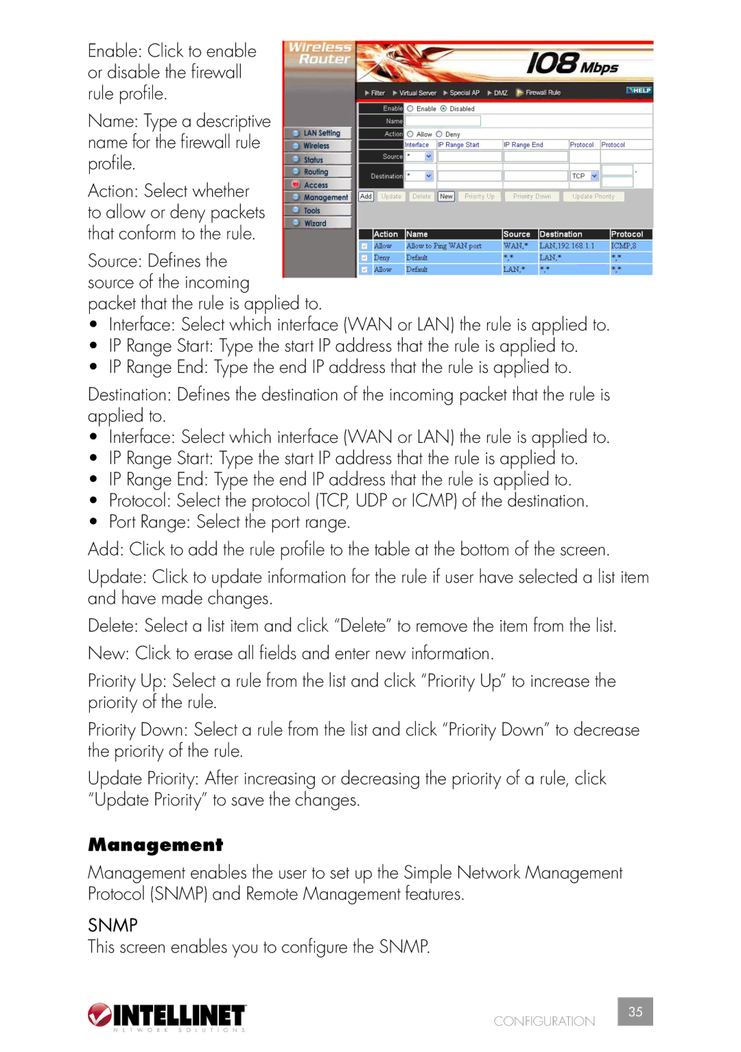 Intellinet Network Solutions 502566 manual Management, Snmp 