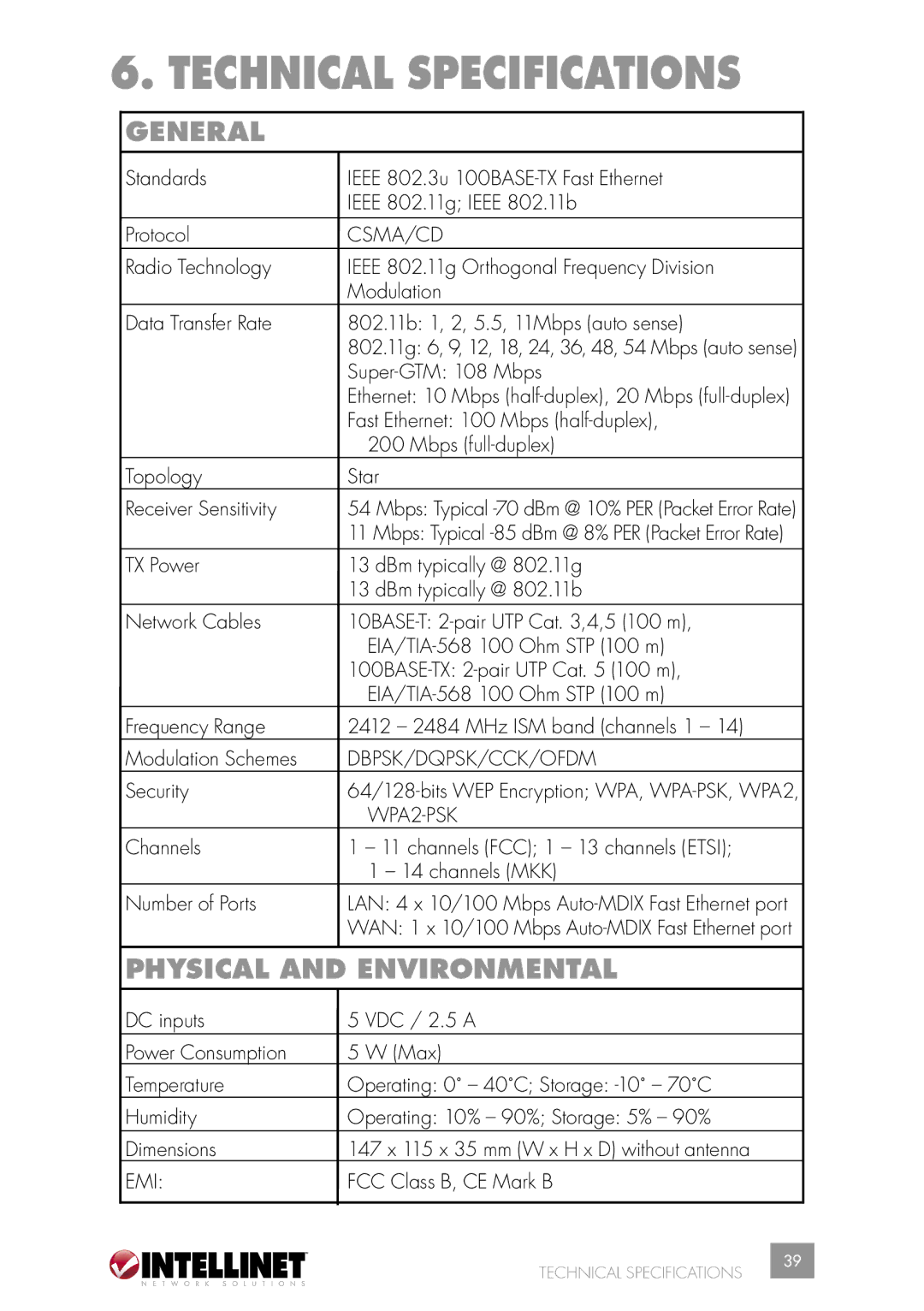 Intellinet Network Solutions 502566 manual Technical Specifications, General, Physical and Environmental 