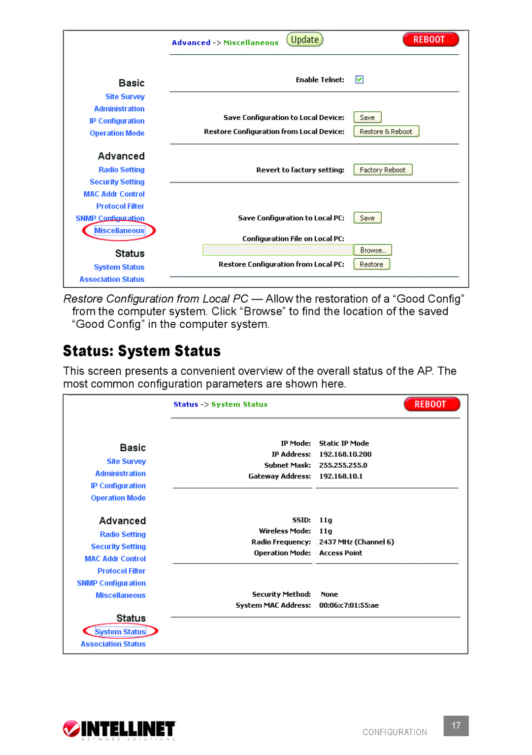 Intellinet Network Solutions 503679 user manual Status System Status 