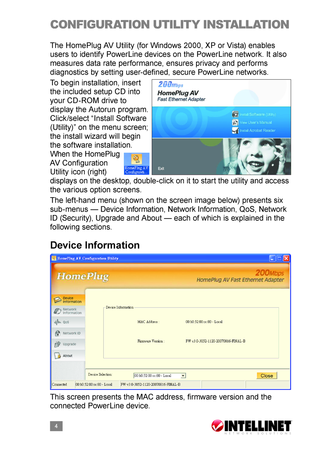 Intellinet Network Solutions 503839 user manual Configuration Utility Installation, Device Information 