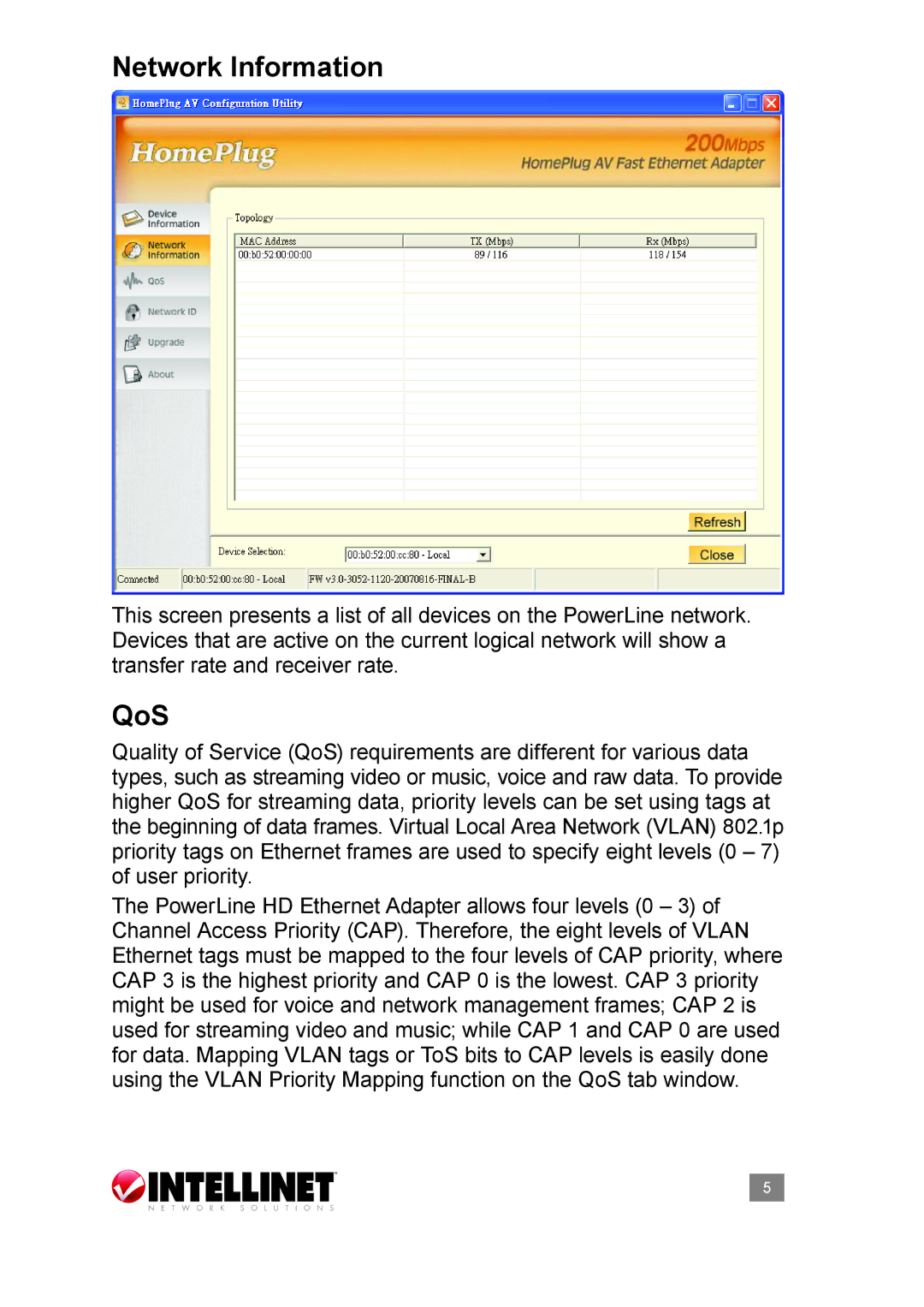 Intellinet Network Solutions 503839 user manual Network Information, QoS 