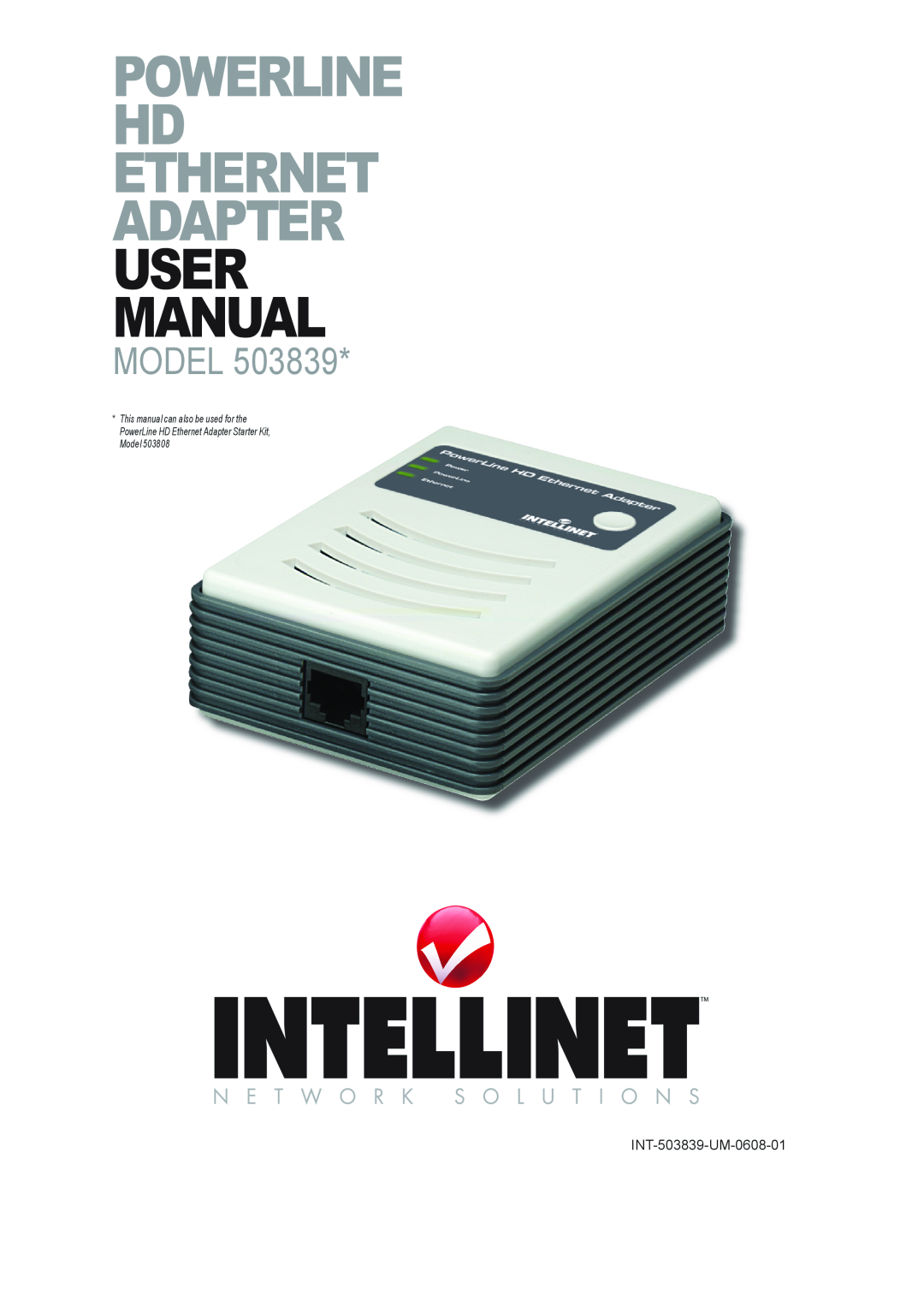 Intellinet Network Solutions user manual PowerLine HD Ethernet Adapter user manual, Model, INT-503839-UM-0608-01 