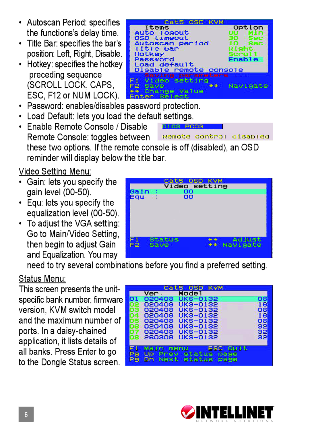 Intellinet Network Solutions 503907, 503914 user manual Title Bar specifies the bar’s Position Left, Right, Disable 