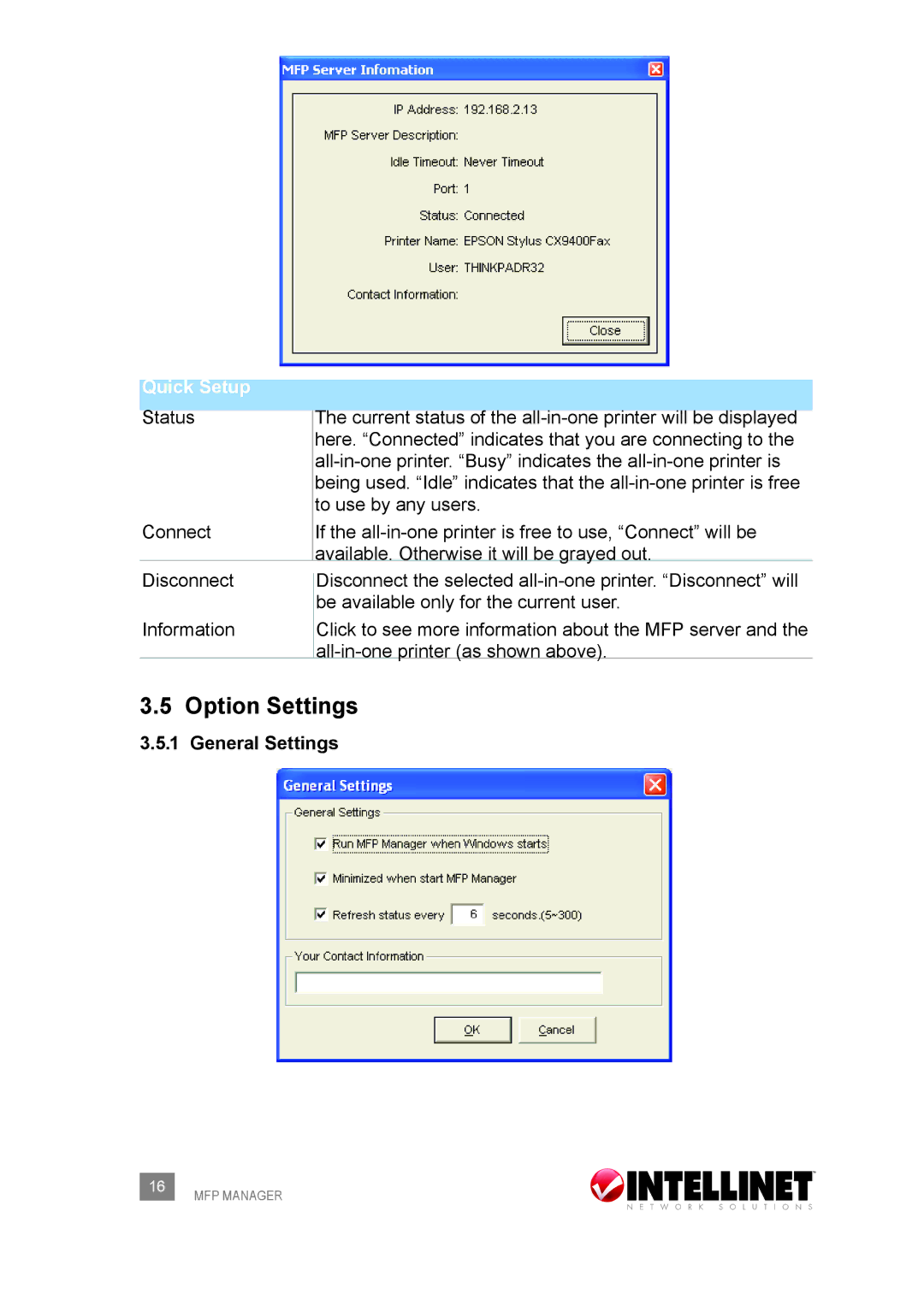 Intellinet Network Solutions 509077 user manual Option Settings, General Settings 