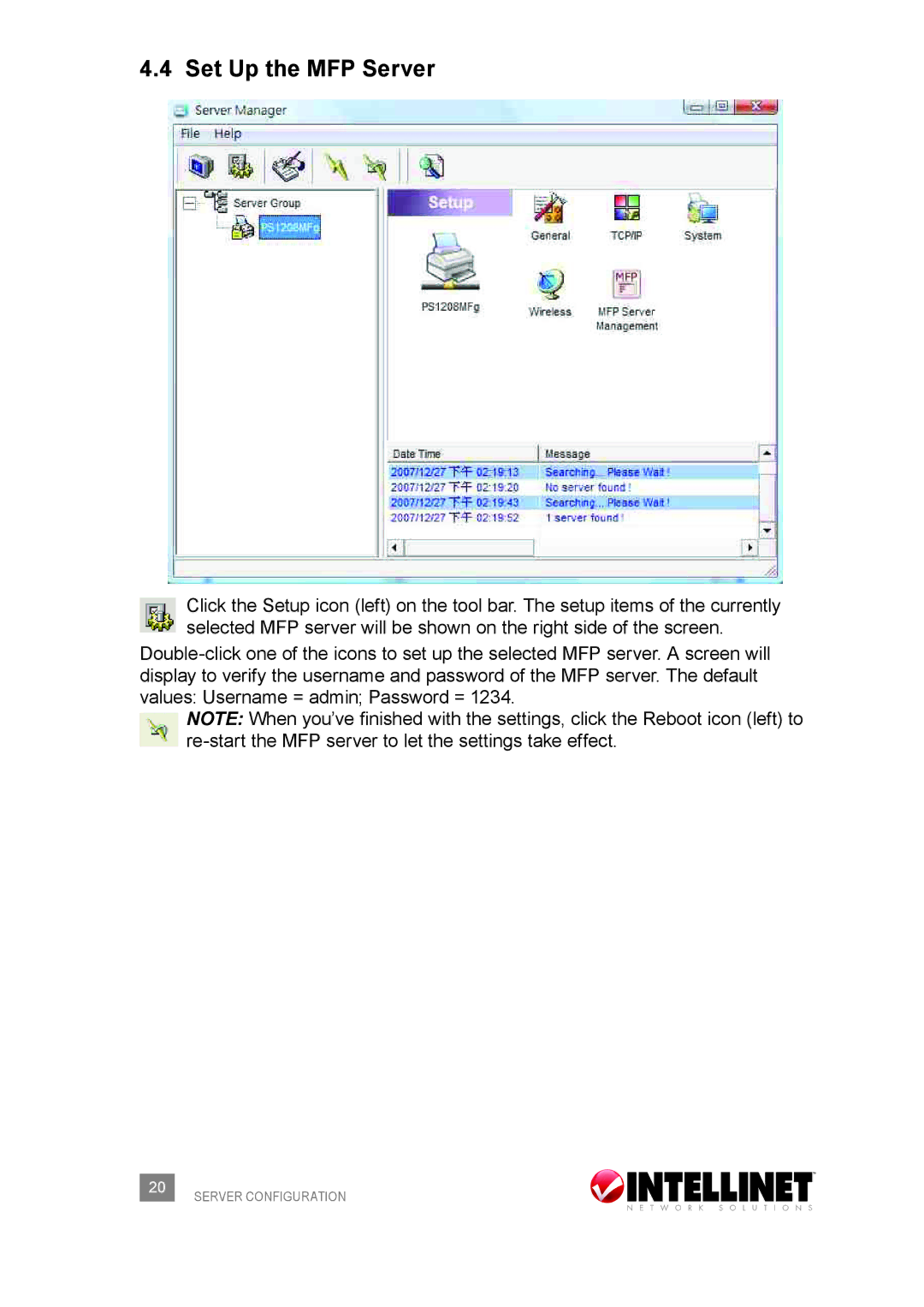 Intellinet Network Solutions 509077 user manual Set Up the MFP Server 