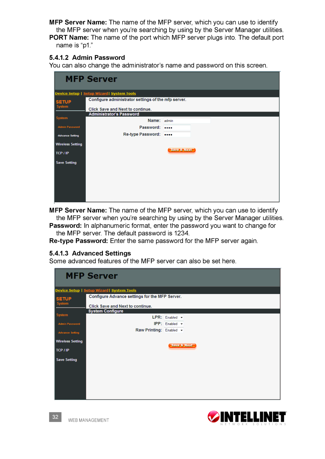 Intellinet Network Solutions 509077 user manual Admin Password, Advanced Settings 