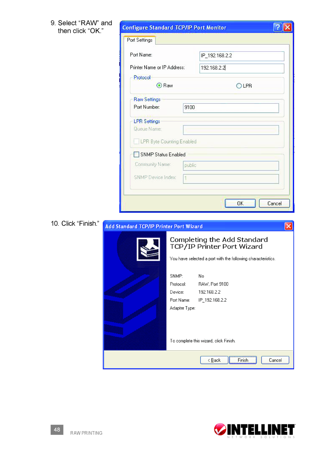 Intellinet Network Solutions 509077 user manual Select RAW and then click OK Click Finish 