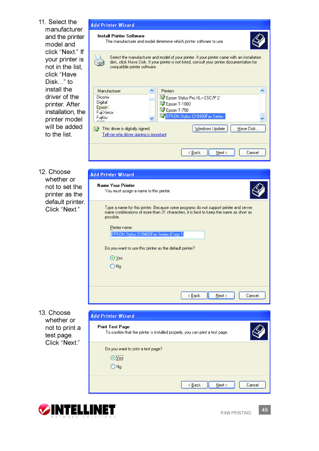 Intellinet Network Solutions 509077 user manual RAW Printing 