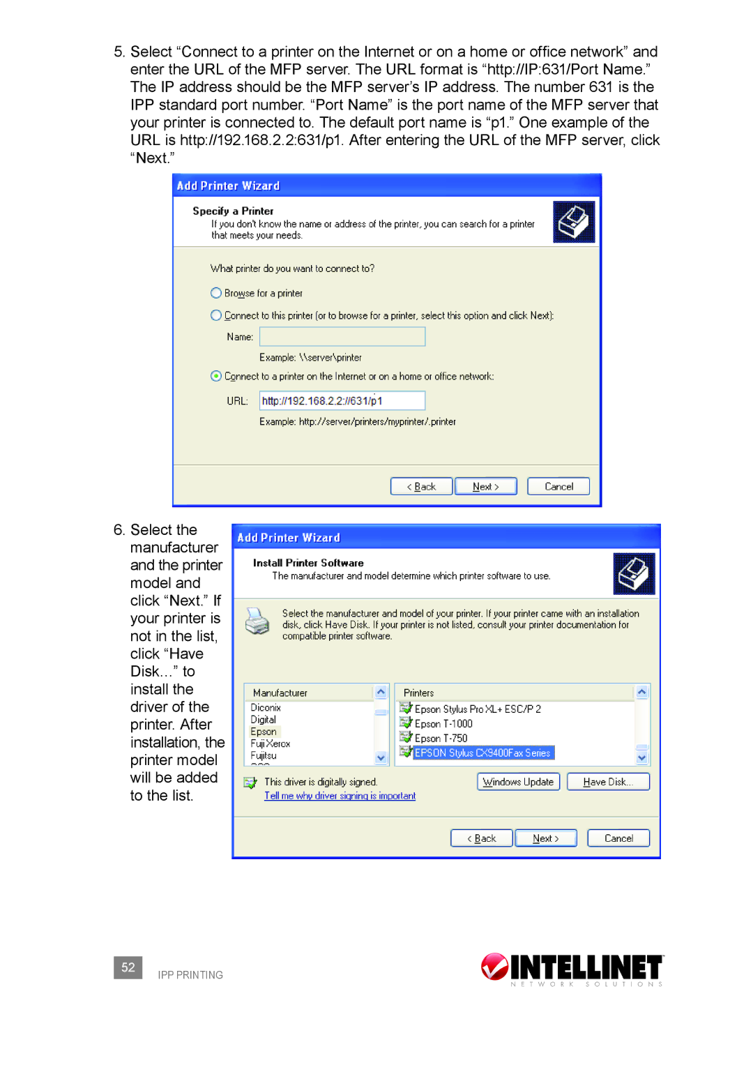 Intellinet Network Solutions 509077 user manual IPP Printing 