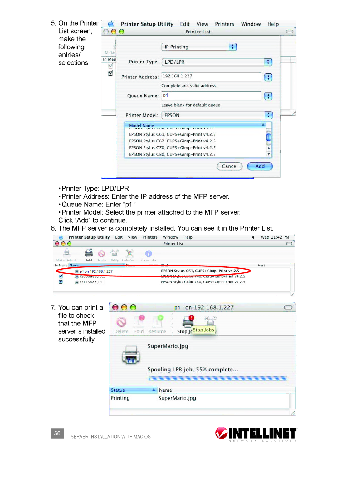 Intellinet Network Solutions 509077 user manual Server Installation with MAC OS 