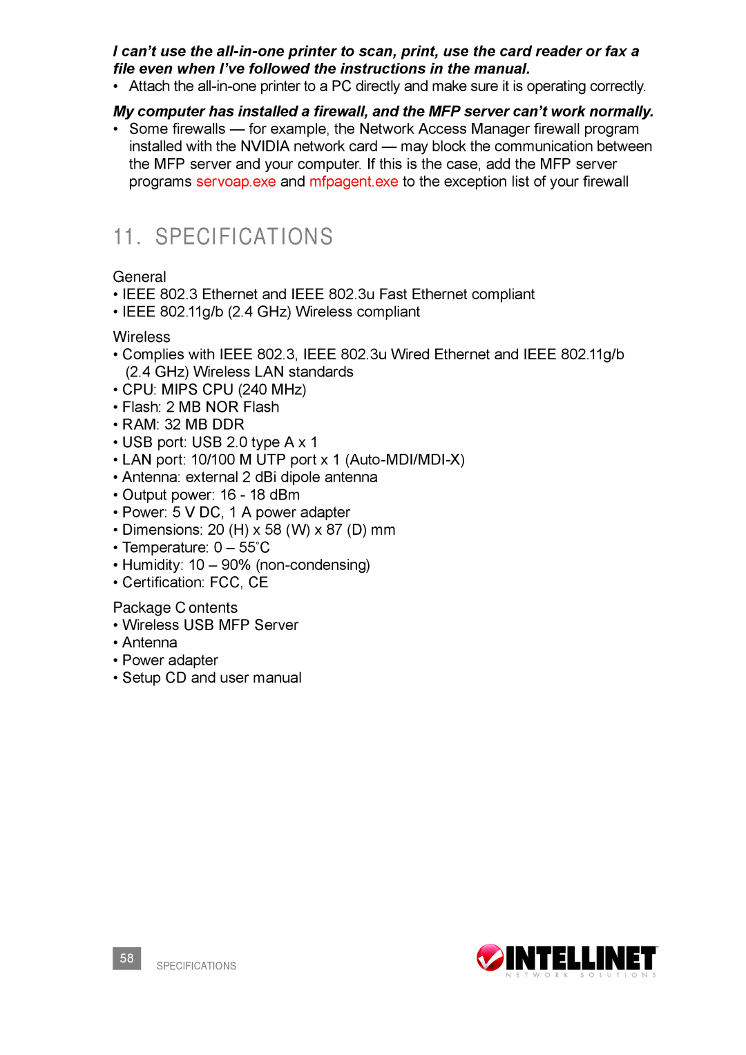 Intellinet Network Solutions 509077 user manual Specifications, General, Package Contents 