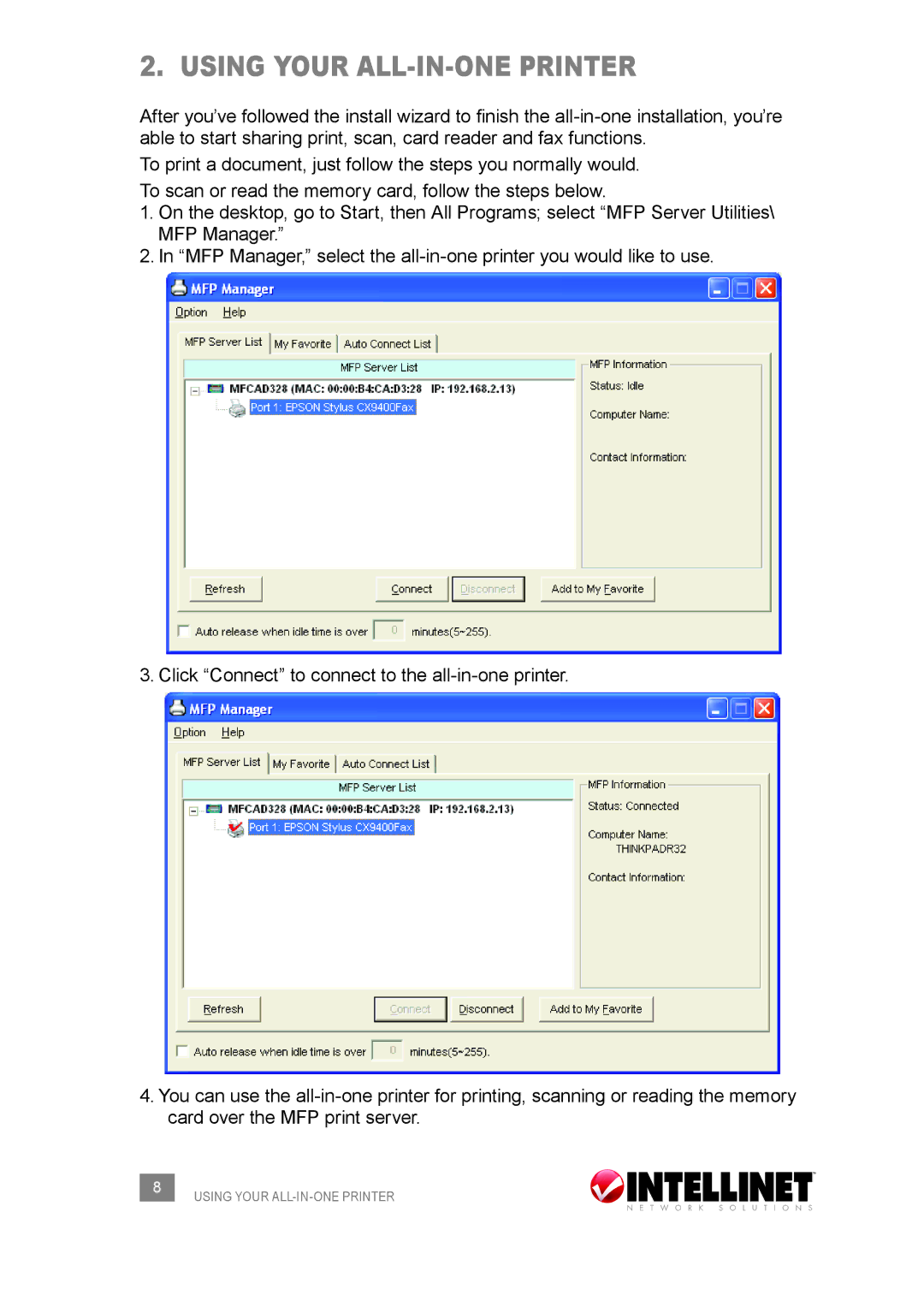 Intellinet Network Solutions 509077 user manual Using Your All-in-one printer 