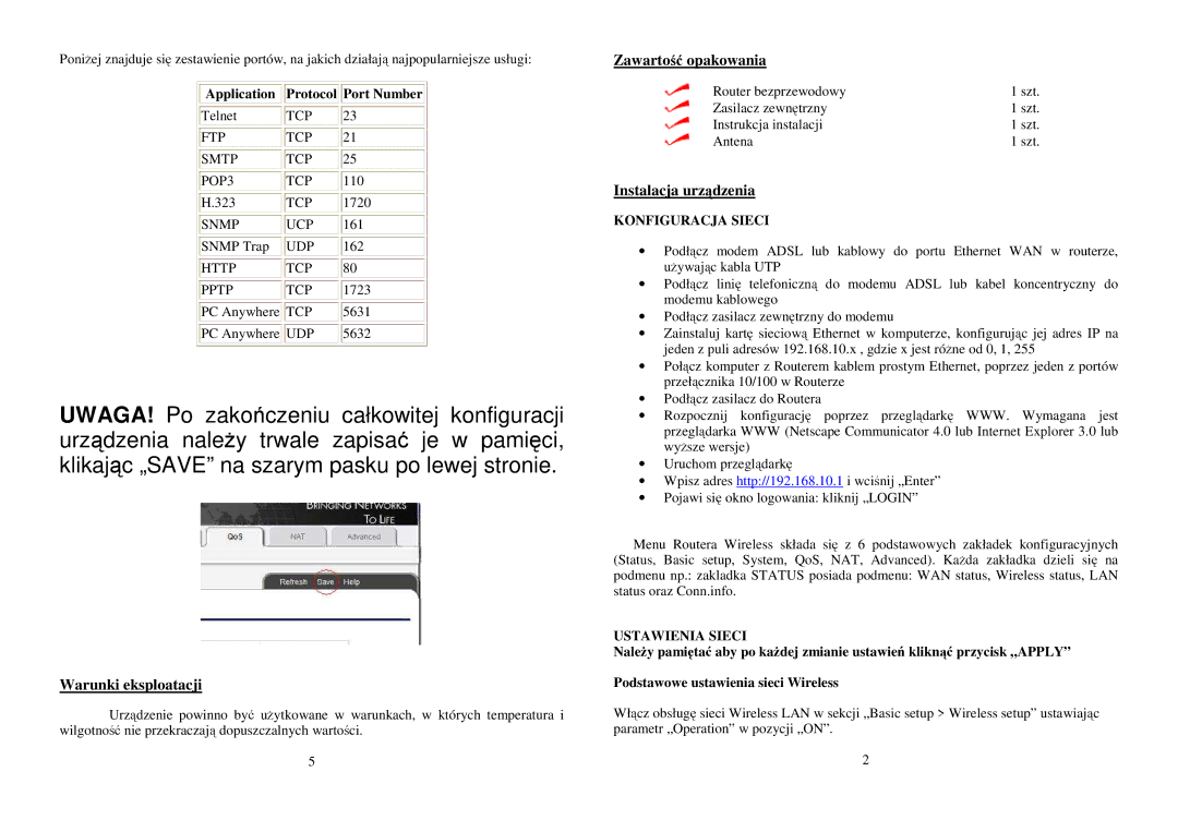 Intellinet Network Solutions 523431 Warunki eksploatacji, Zawartość opakowania, Instalacja urządzenia, Konfiguracja Sieci 