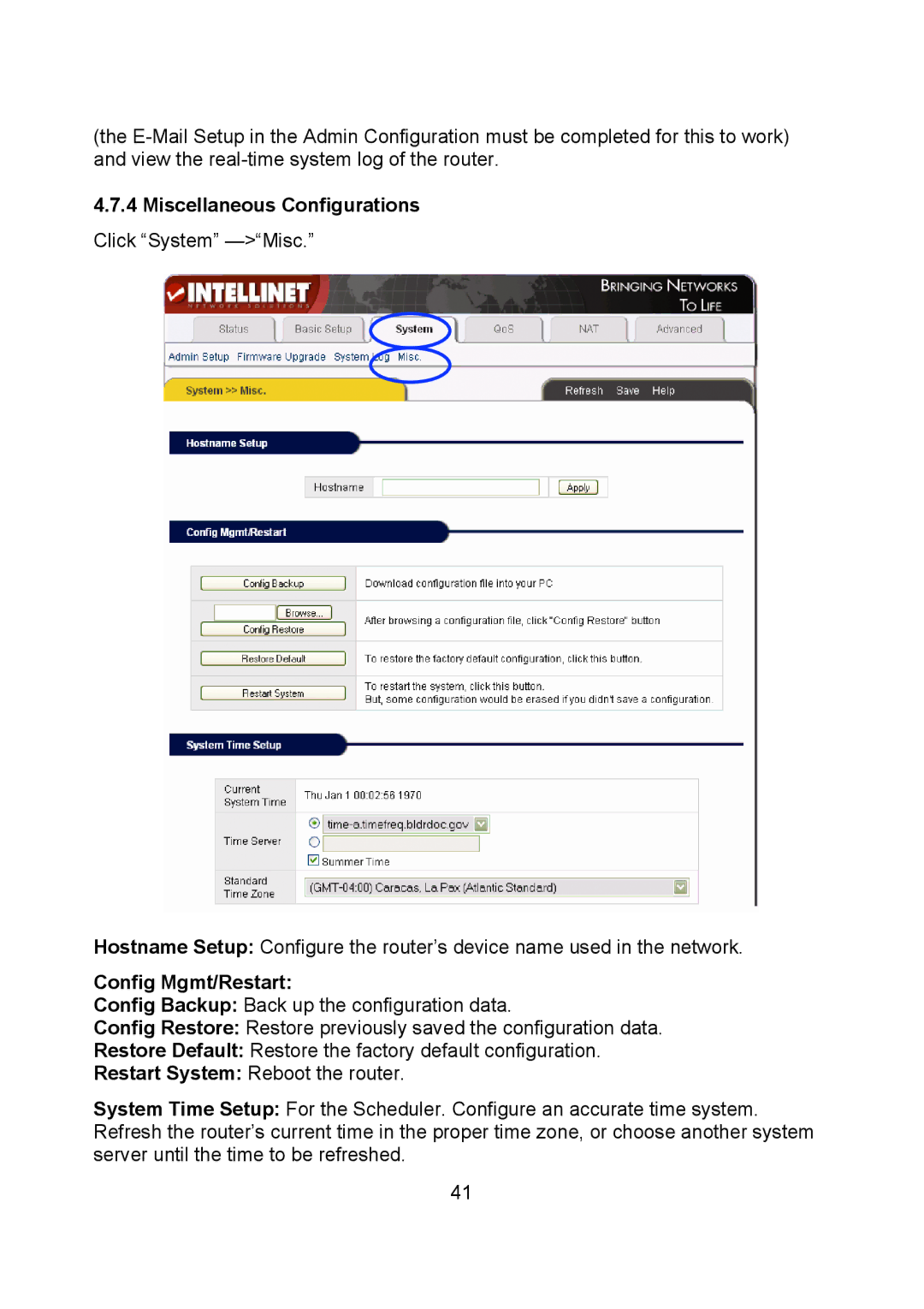 Intellinet Network Solutions 523431 manual Miscellaneous Configurations, Config Mgmt/Restart 