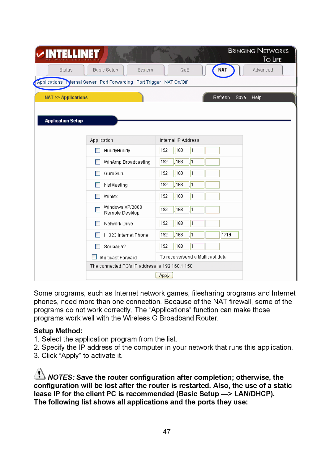 Intellinet Network Solutions 523431 manual Setup Method 