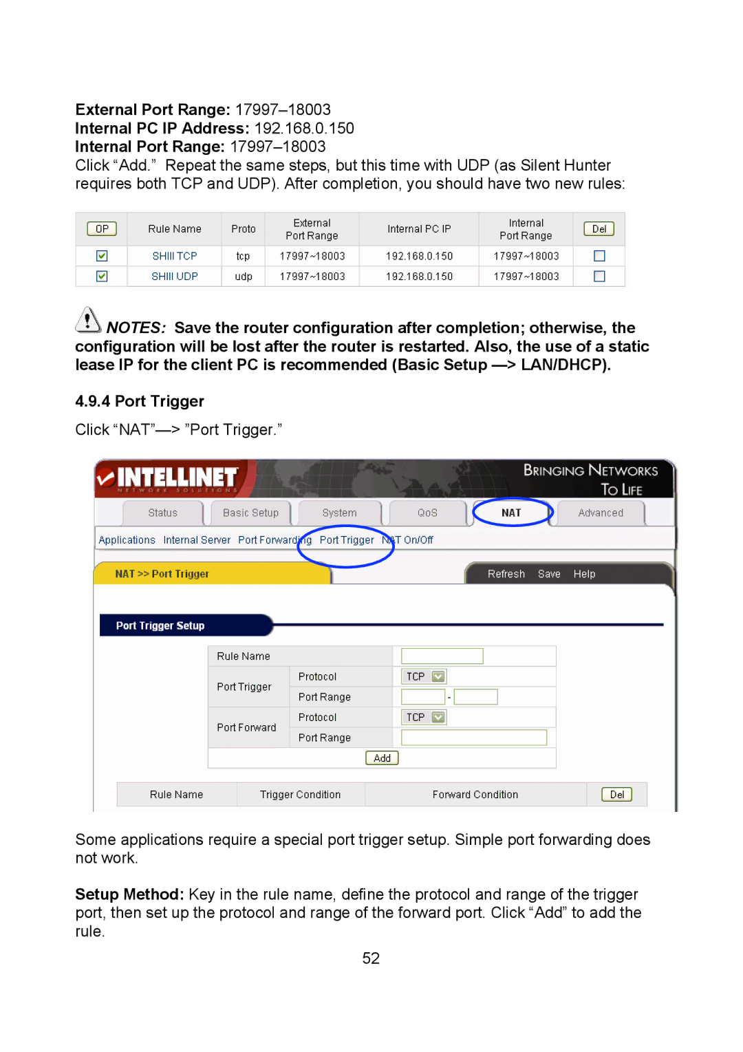 Intellinet Network Solutions 523431 manual Port Trigger 