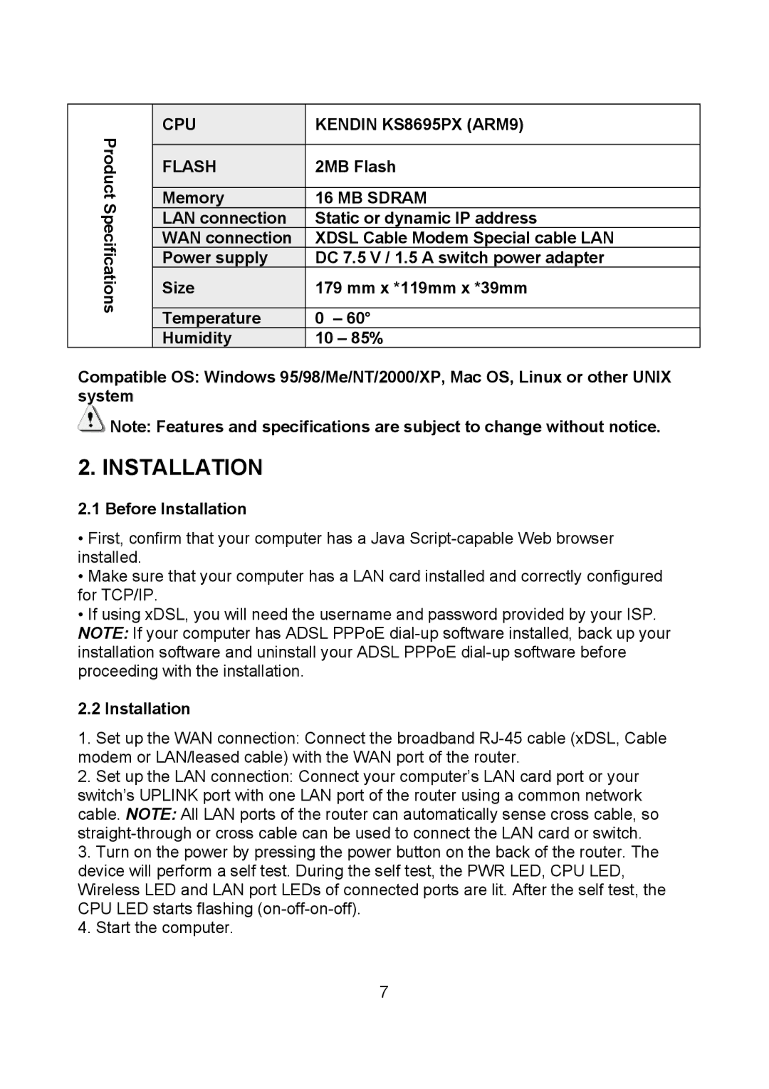 Intellinet Network Solutions 523431 manual 2MB Flash, Memory, Before Installation 