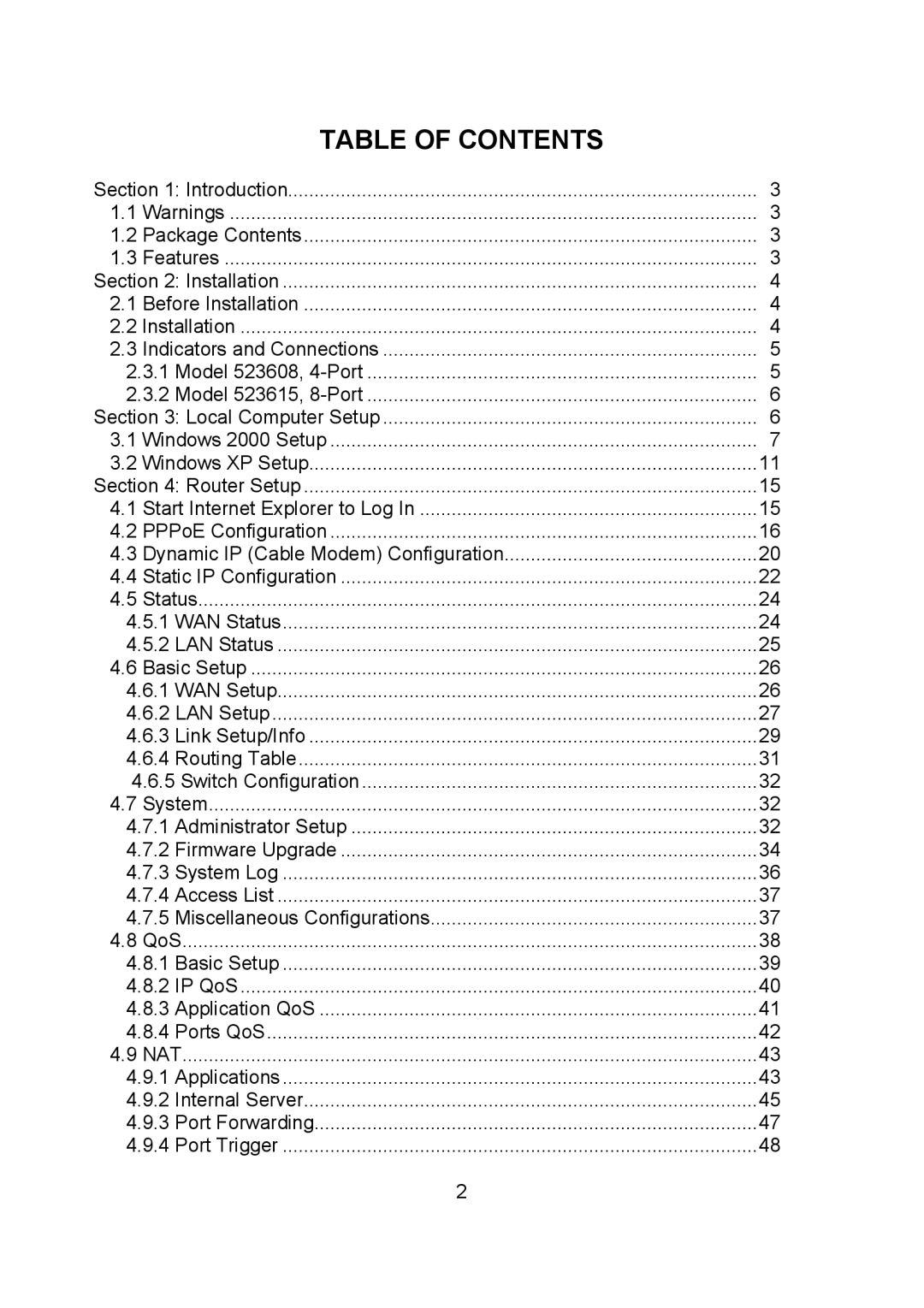 Intellinet Network Solutions 523615 manual Table of Contents 