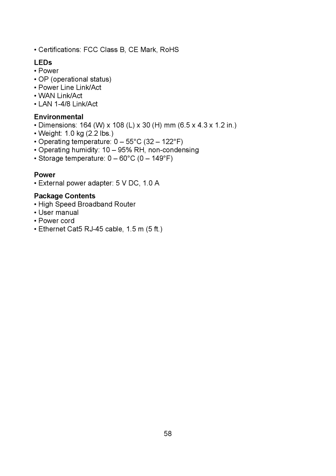 Intellinet Network Solutions 523615 manual LEDs, Environmental, Power 