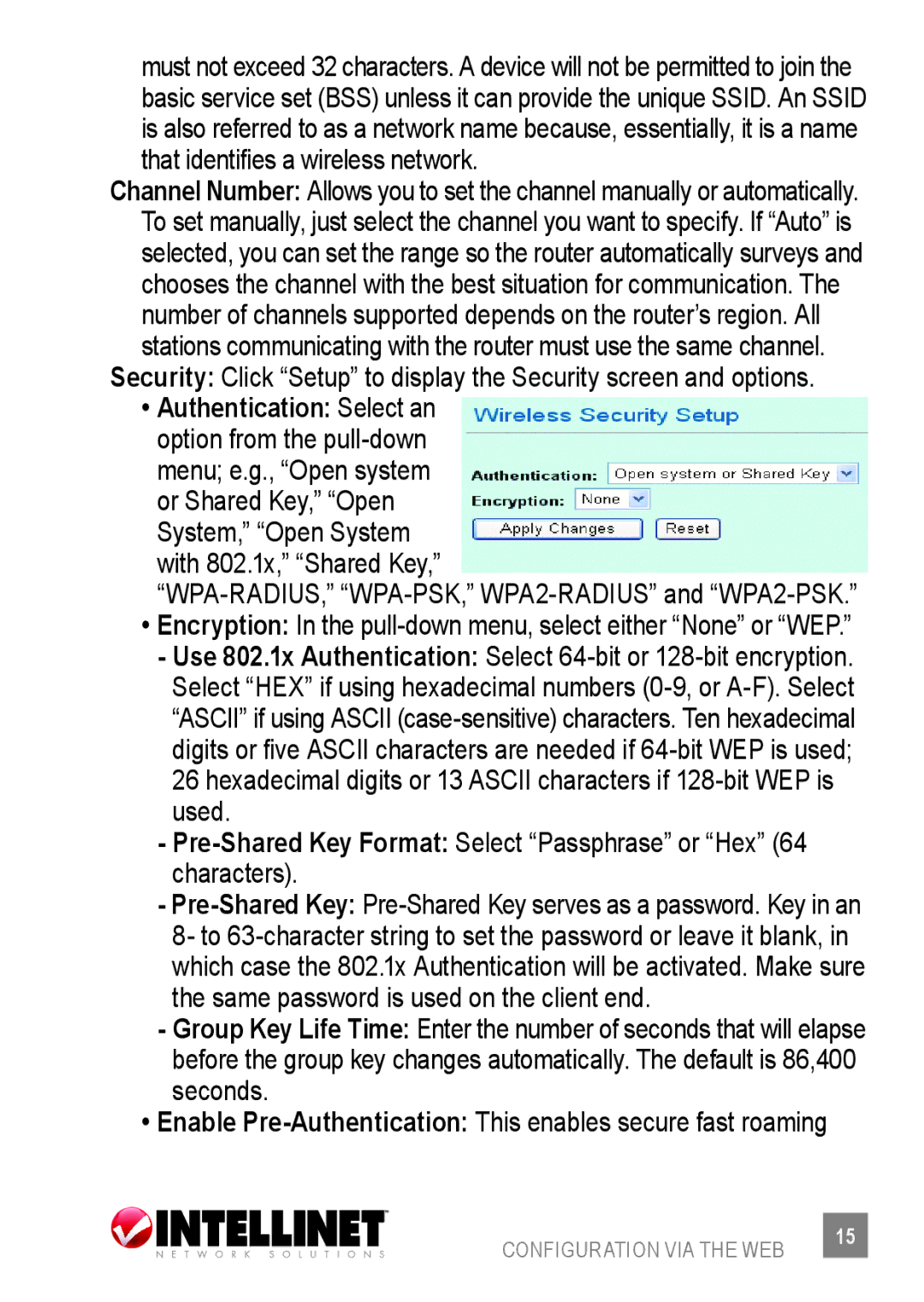 Intellinet Network Solutions 523875 user manual Enable Pre-AuthenticationThis enables secure fast roaming 