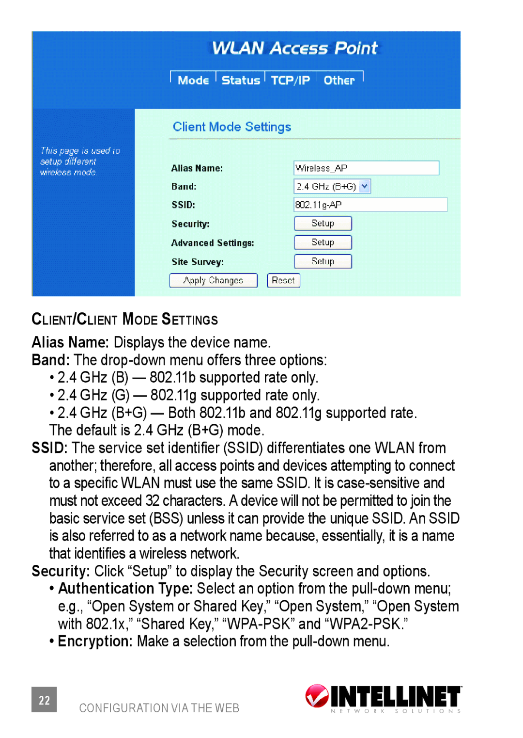 Intellinet Network Solutions 523875 user manual Encryption Make a selection from the pull-down menu 