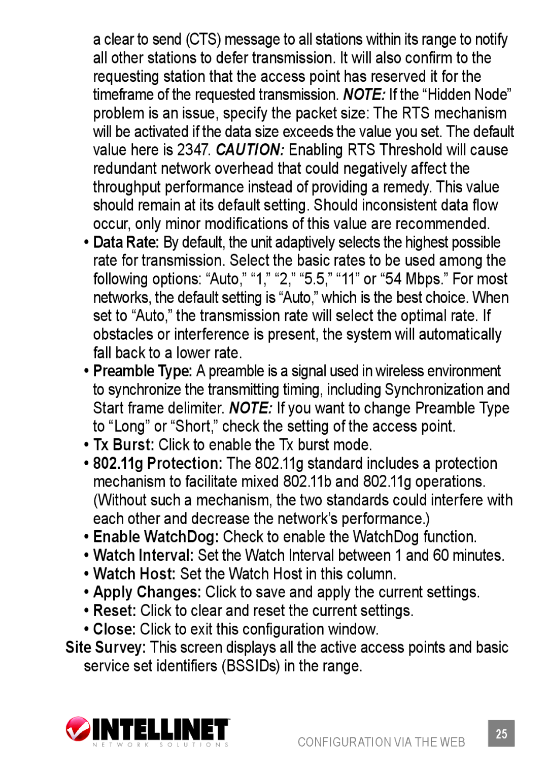 Intellinet Network Solutions 523875 user manual Tx Burst Click to enable the Tx burst mode 