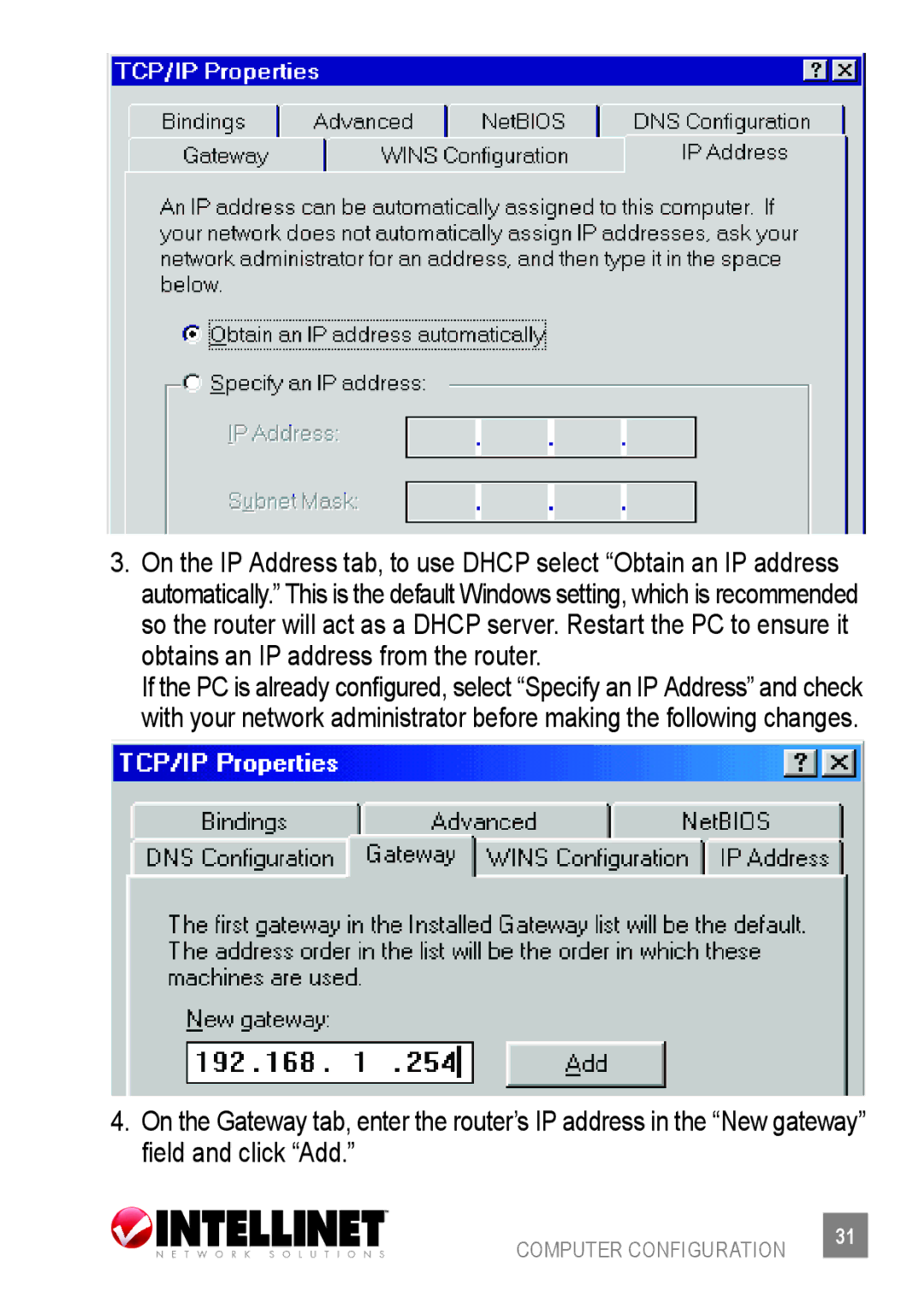 Intellinet Network Solutions 523875 user manual Computer Configuration 