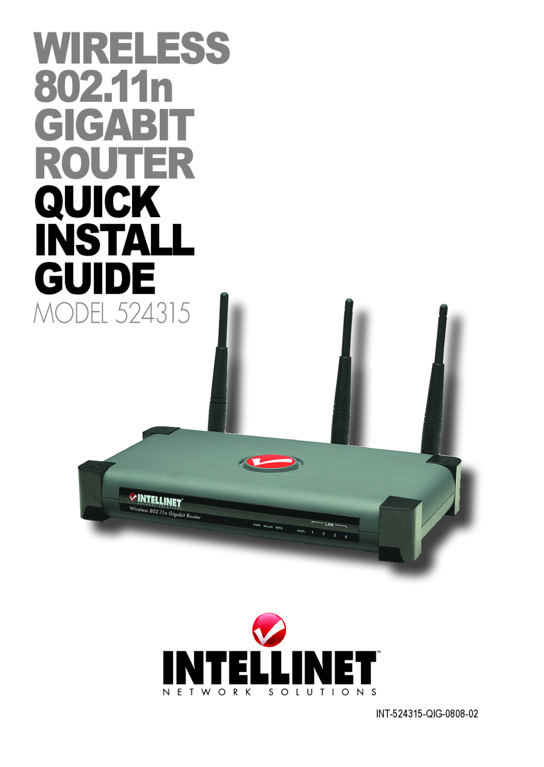 Intellinet Network Solutions 524315 manual Wireless 802.11n gigabit Router quick install guide, Model 