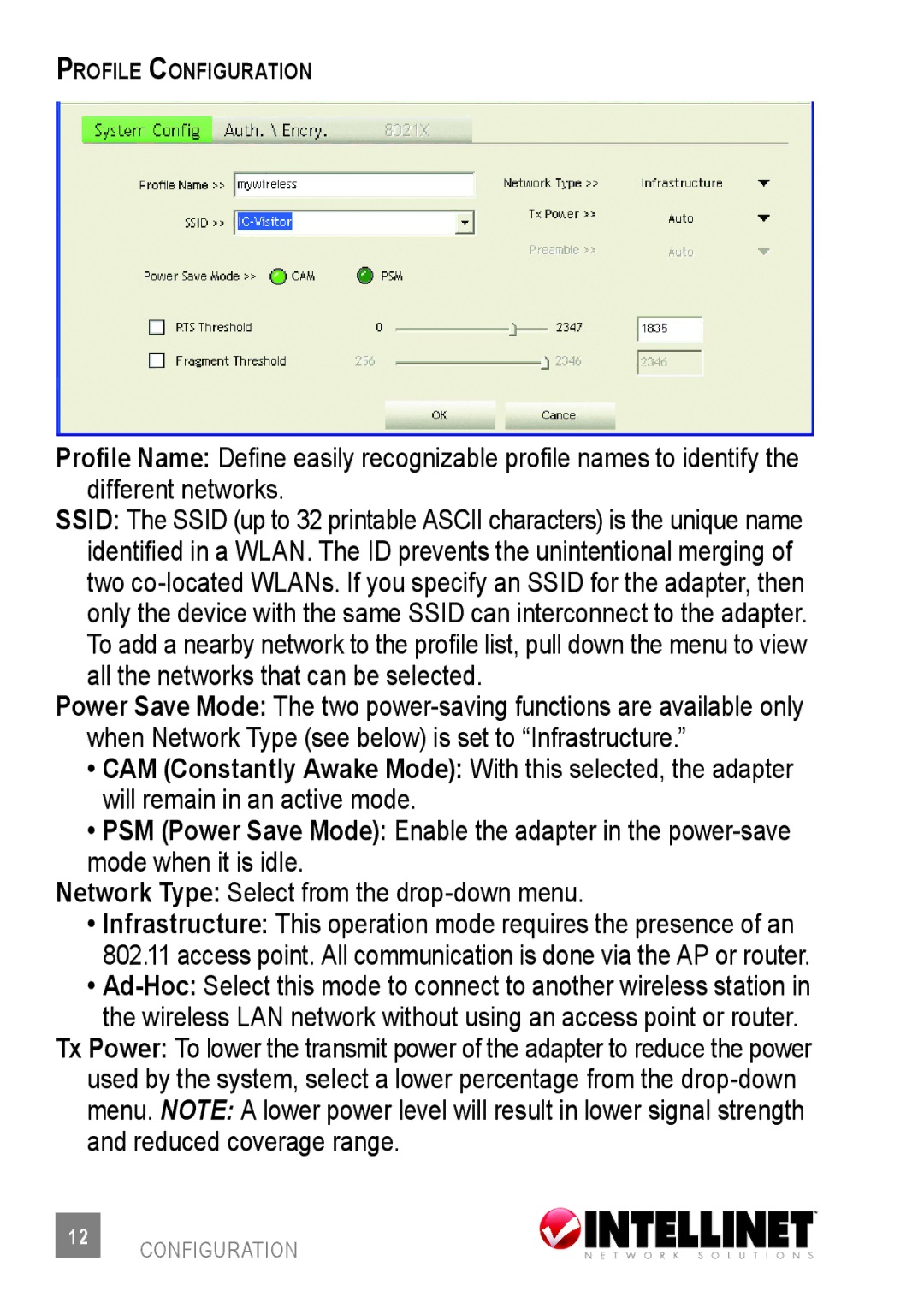 Intellinet Network Solutions 524438 user manual Profile Configuration 