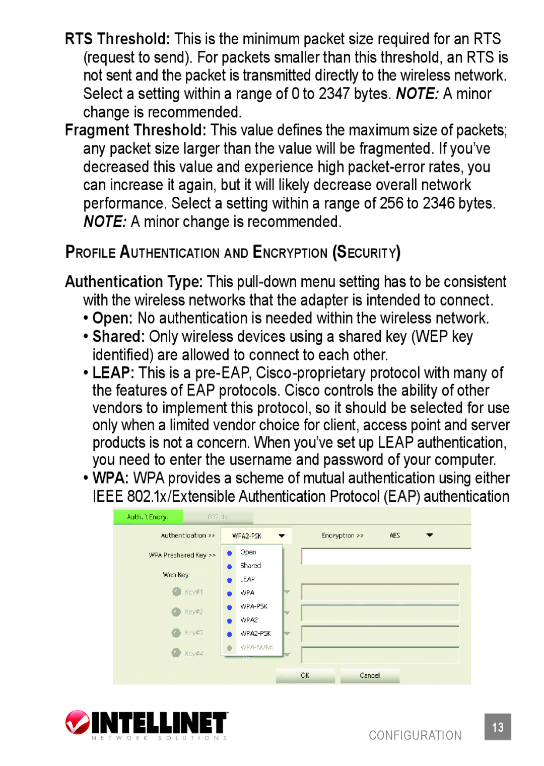 Intellinet Network Solutions 524438 user manual Profile Authentication and Encryption Security 