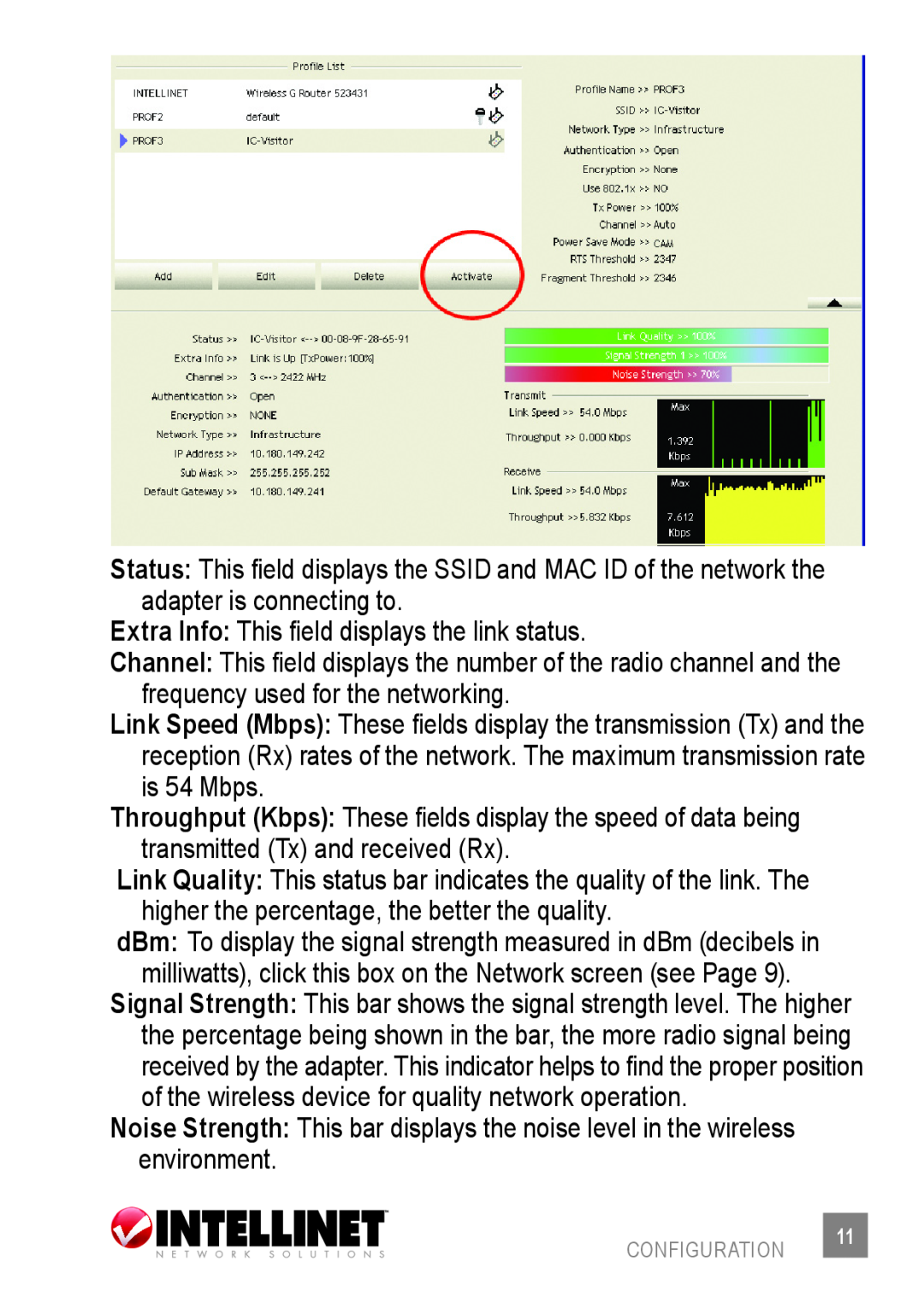 Intellinet Network Solutions 524438 user manual Extra Info This field displays the link status 