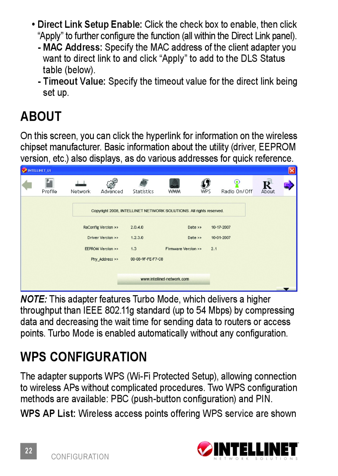 Intellinet Network Solutions 524438 user manual about, wps configuration 