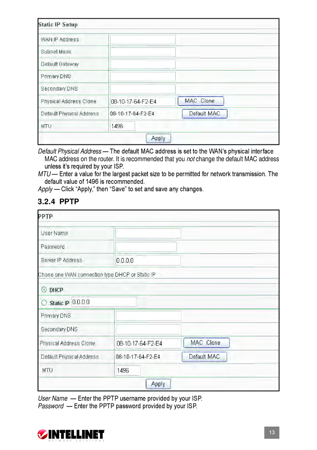 Intellinet Network Solutions 524537 user manual Pptp 