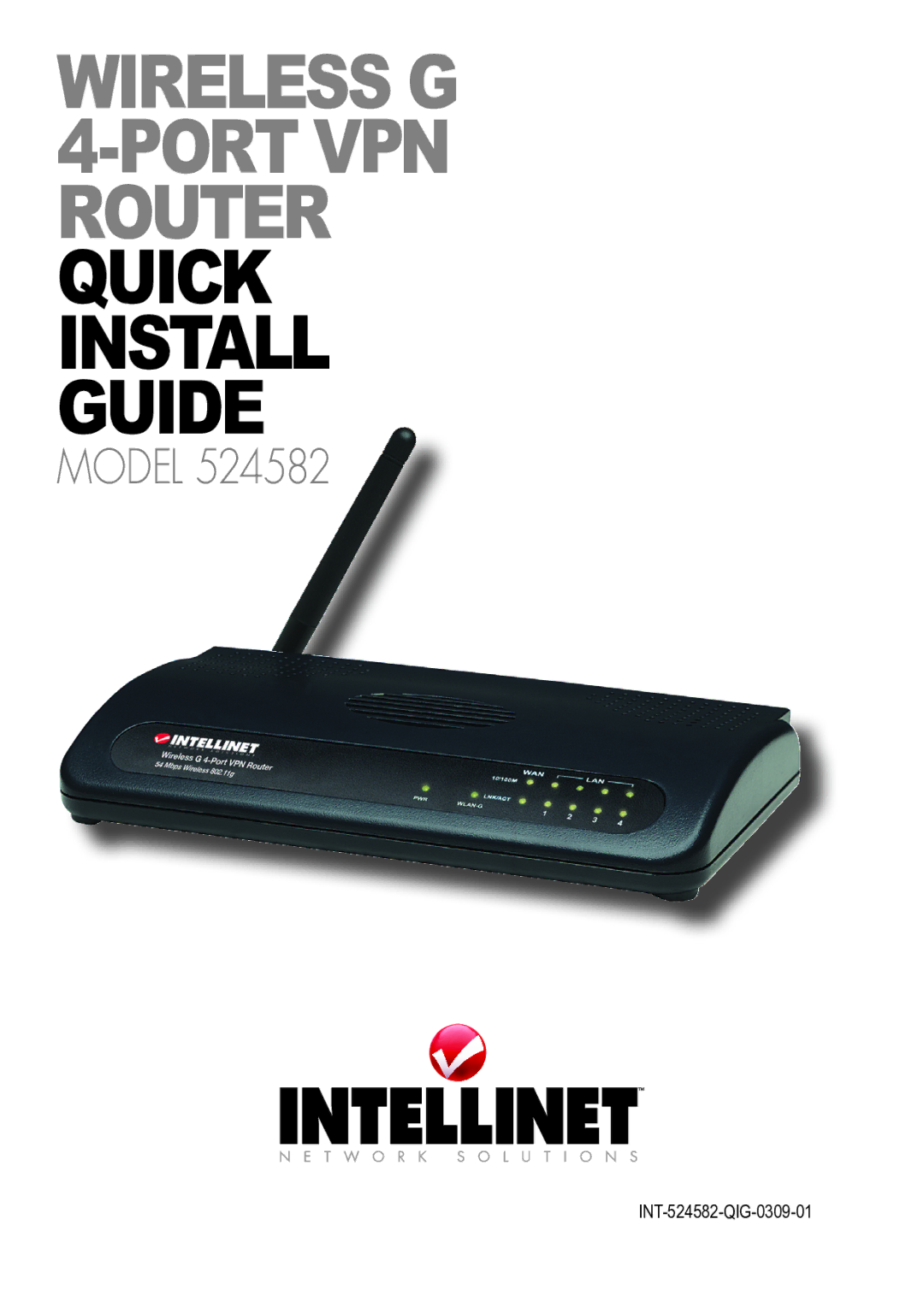 Intellinet Network Solutions 524582 manual Wireless G 4-Port VPN Router quick install guide 