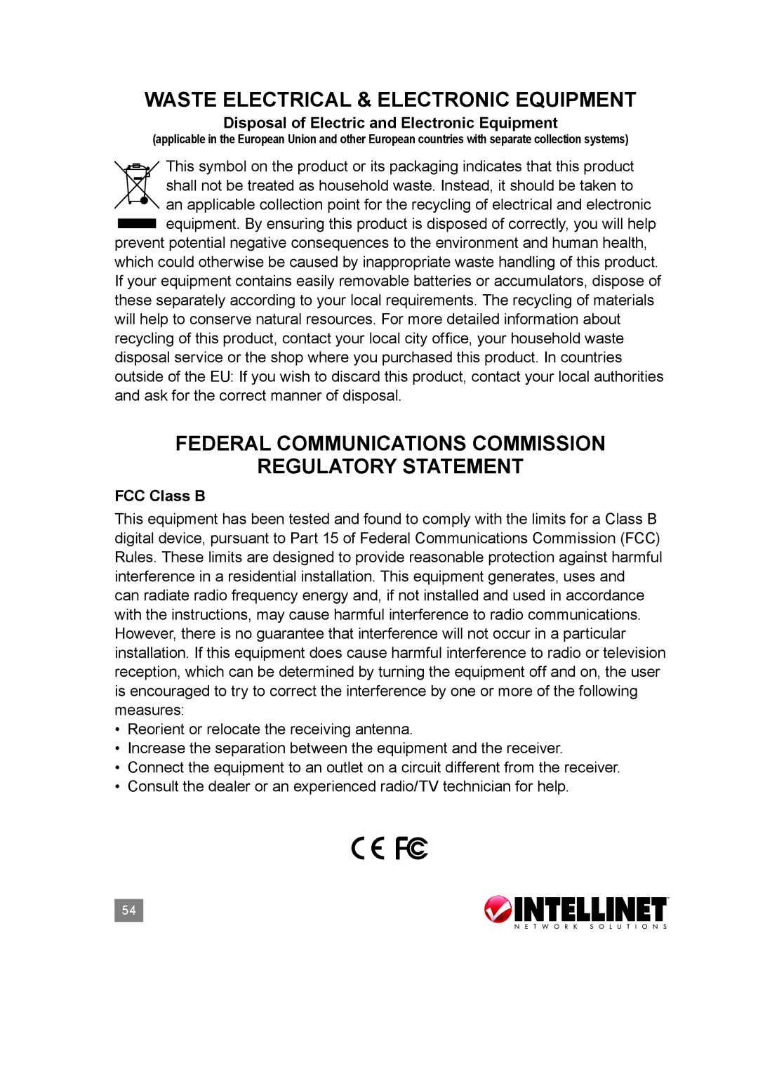 Intellinet Network Solutions 524957 user manual Waste Electrical & Electronic Equipment 