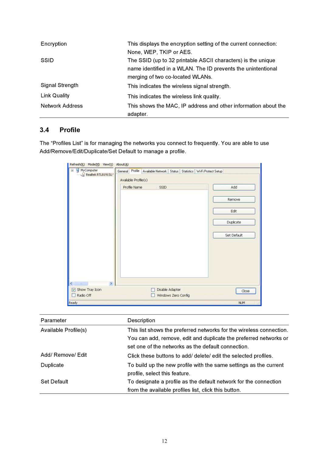 Intellinet Network Solutions 525336 user manual Profile, Ssid 