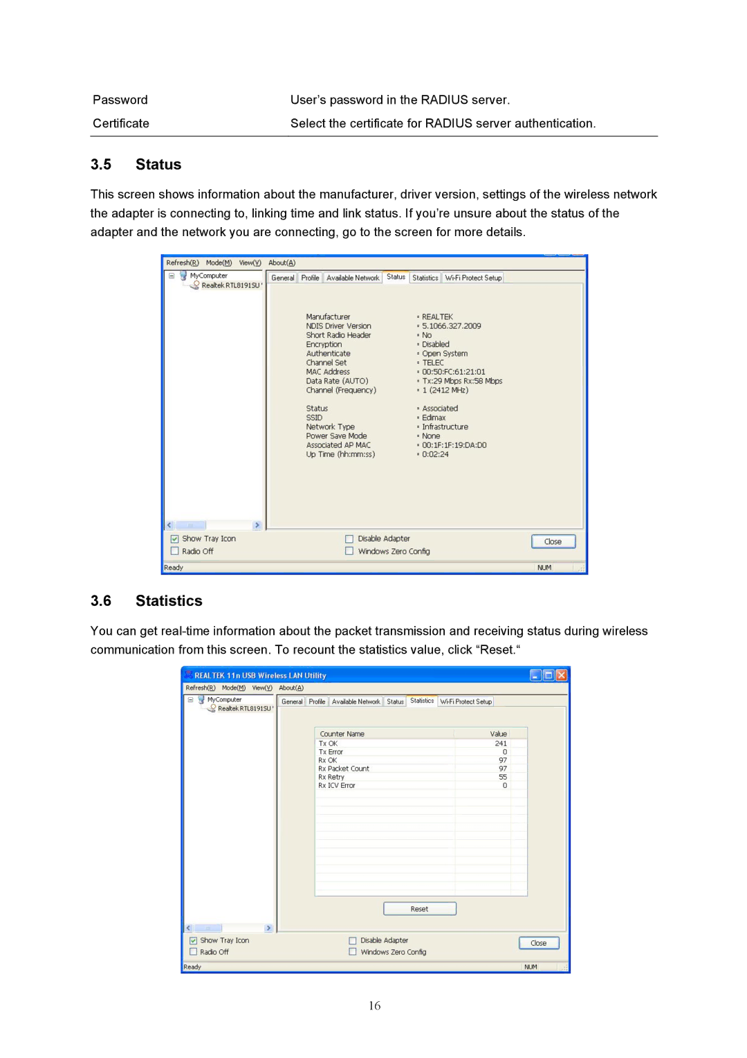 Intellinet Network Solutions 525336 user manual Status, Statistics 