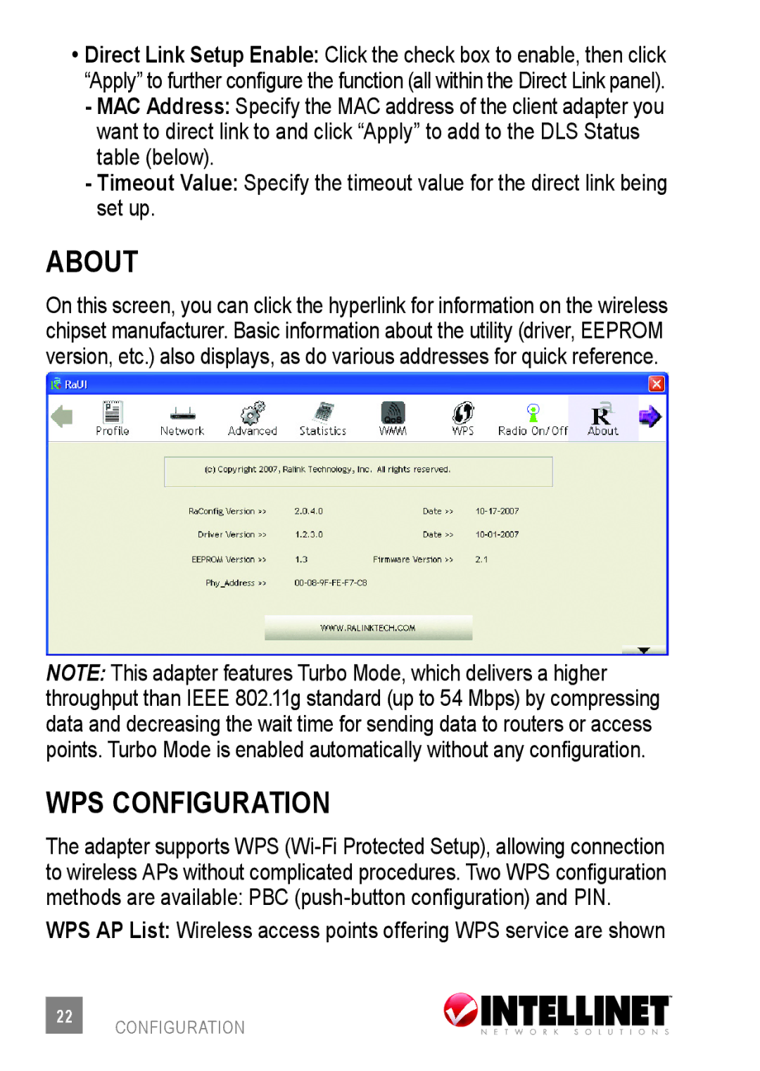 Intellinet Network Solutions 530361 user manual About, Wps configuration 