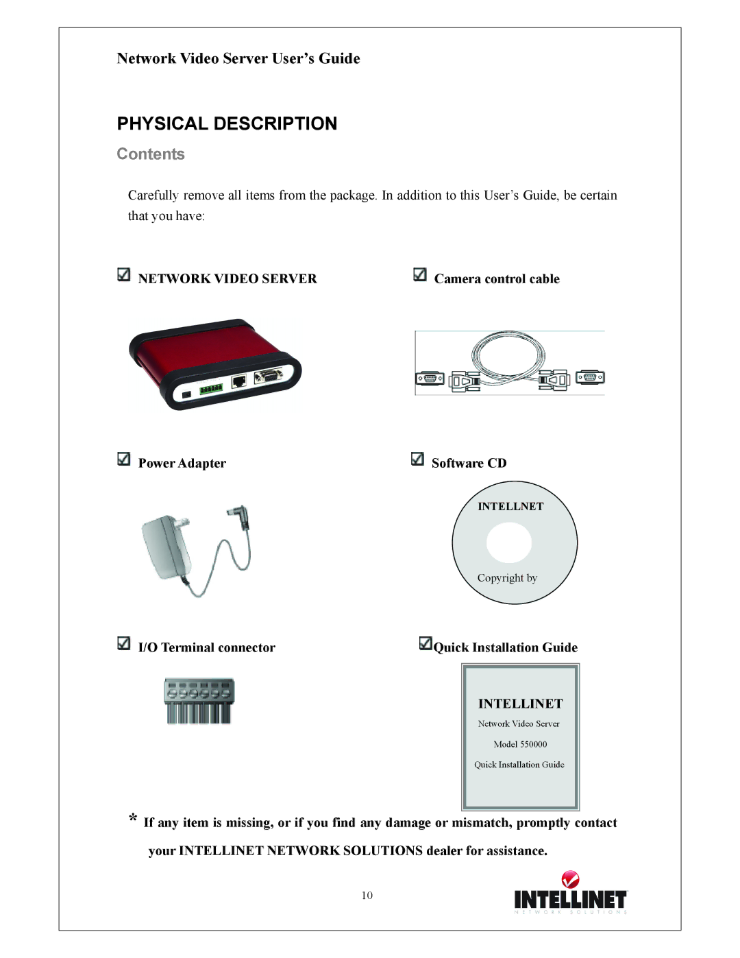 Intellinet Network Solutions 550000 manual Physical Description, Contents 