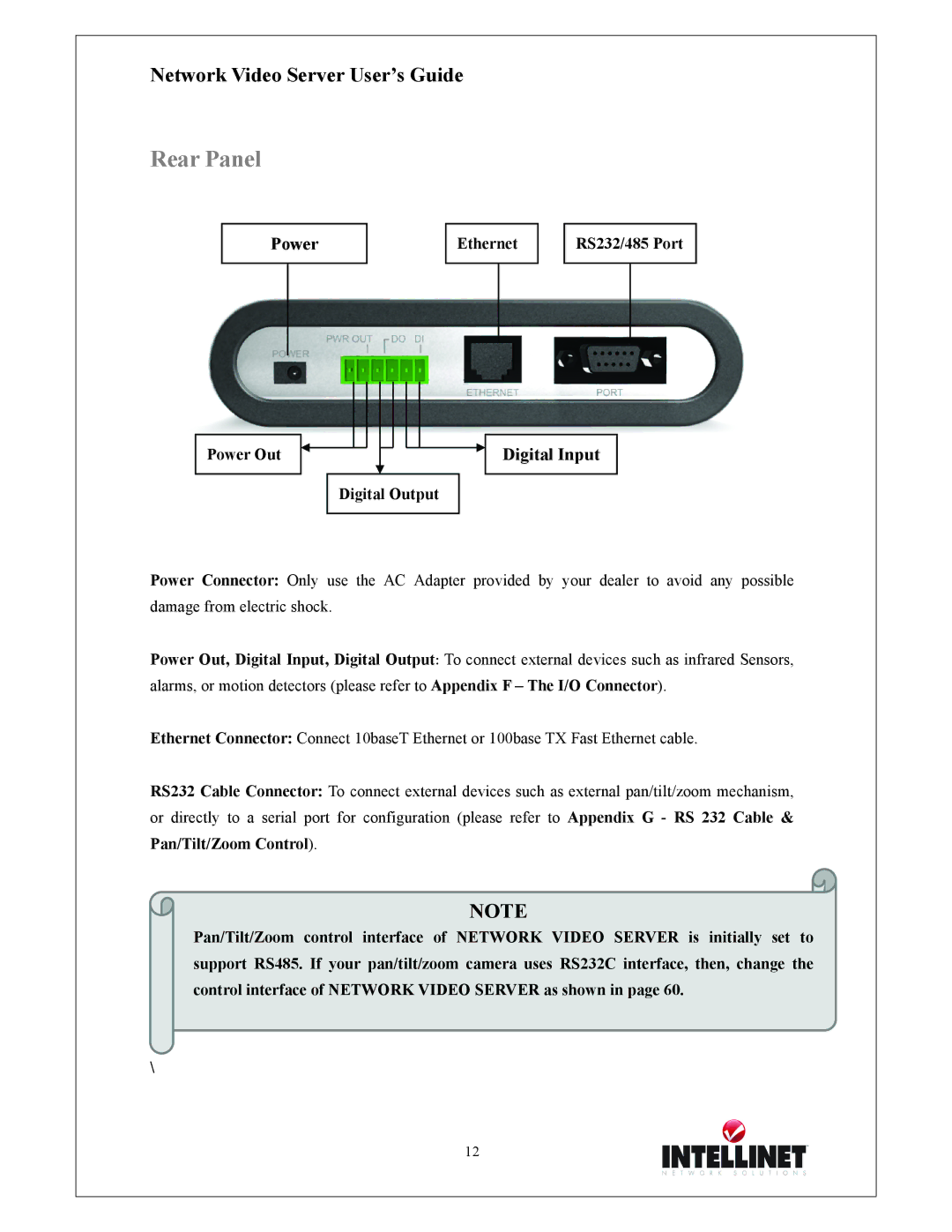 Intellinet Network Solutions 550000 manual Digital Input, Ethernet, RS232/485 Port Power Out Digital Output 