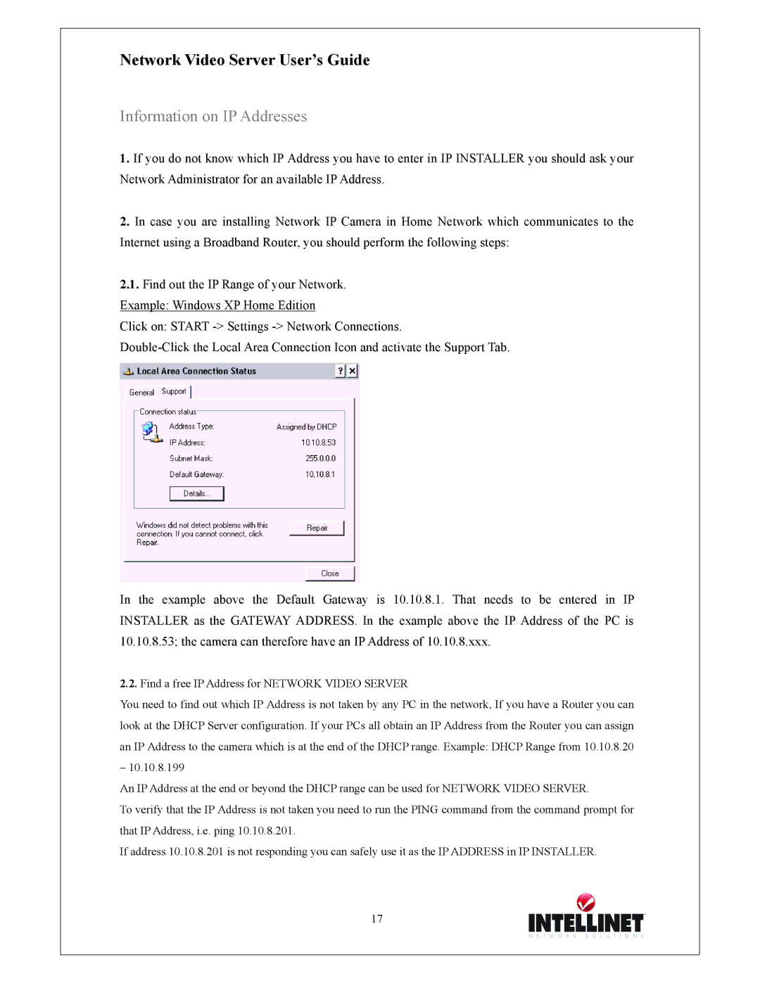 Intellinet Network Solutions 550000 manual Information on IP Addresses 