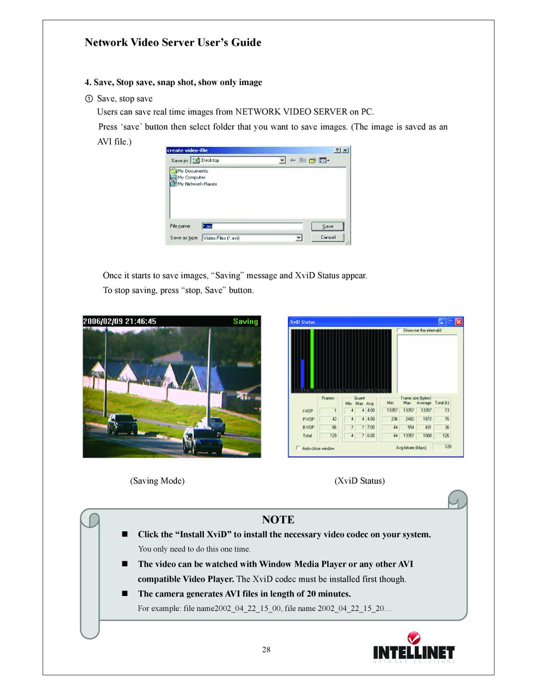 Intellinet Network Solutions 550000 manual Save, Stop save, snap shot, show only image 