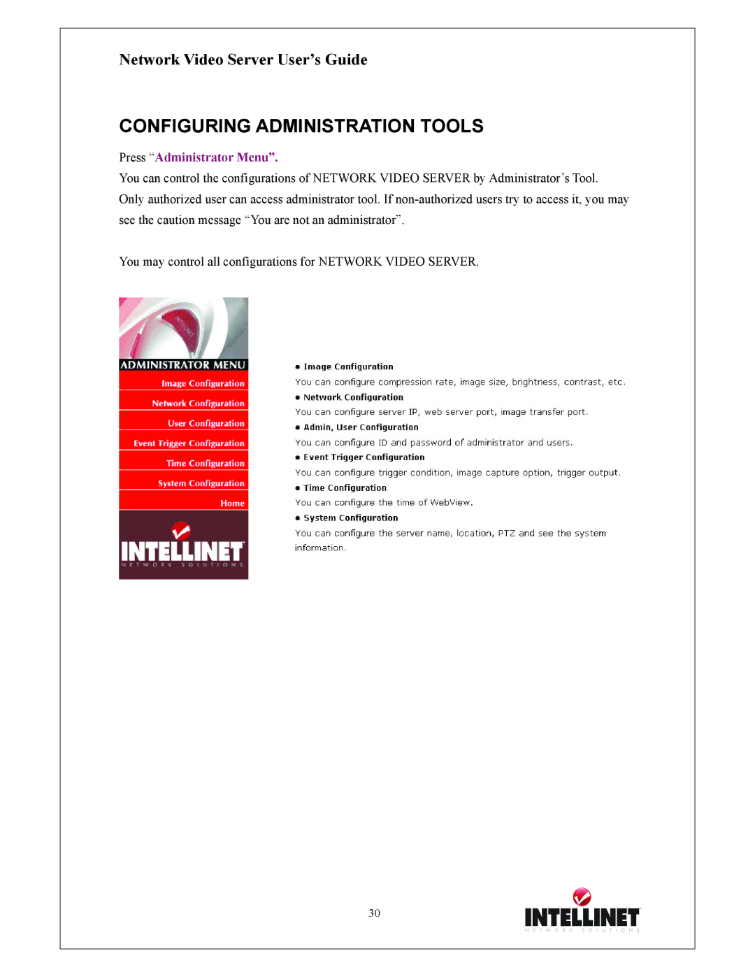 Intellinet Network Solutions 550000 manual Configuring Administration Tools 