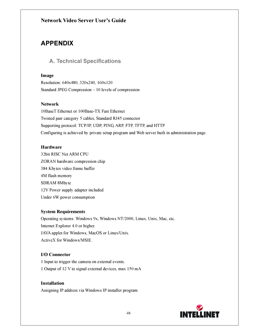 Intellinet Network Solutions 550000 manual Technical Specifications 