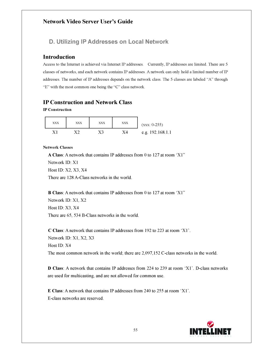 Intellinet Network Solutions 550000 manual Utilizing IP Addresses on Local Network, Introduction 